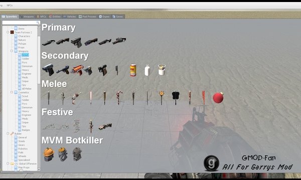 TF2 Cosmetics and Weapons Spawn Menu Folders and Icons