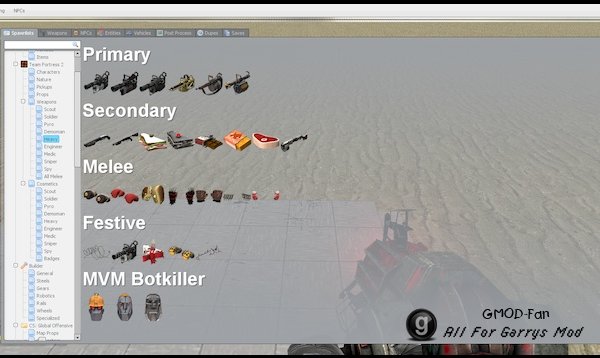 TF2 Cosmetics and Weapons Spawn Menu Folders and Icons