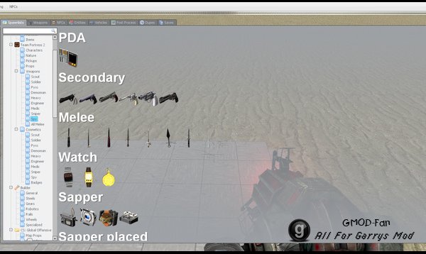 TF2 Cosmetics and Weapons Spawn Menu Folders and Icons