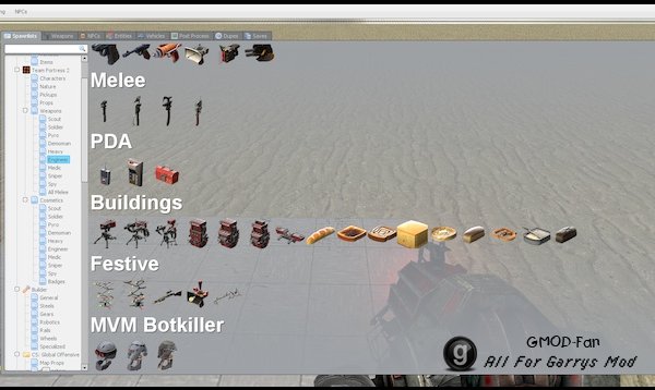 TF2 Cosmetics and Weapons Spawn Menu Folders and Icons