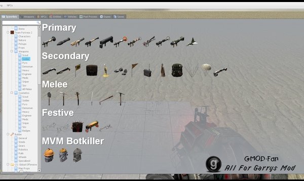 TF2 Cosmetics and Weapons Spawn Menu Folders and Icons