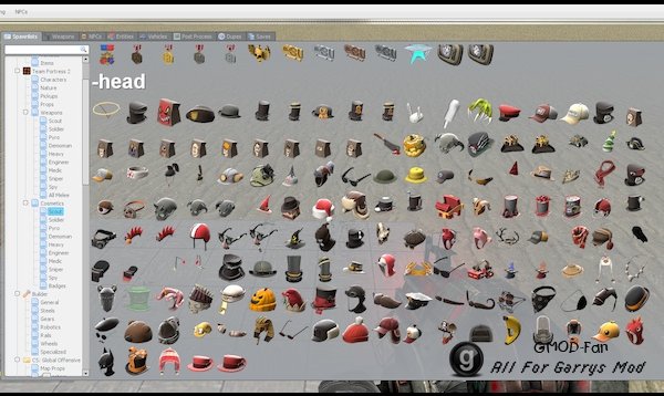 TF2 Cosmetics and Weapons Spawn Menu Folders and Icons