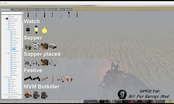 TF2 Cosmetics and Weapons Spawn Menu Folders and Icons