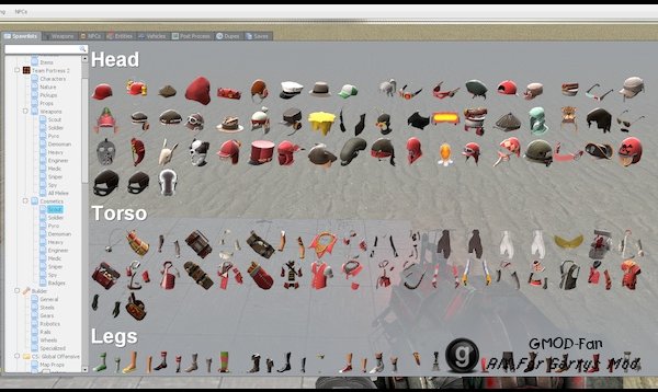 TF2 Cosmetics and Weapons Spawn Menu Folders and Icons