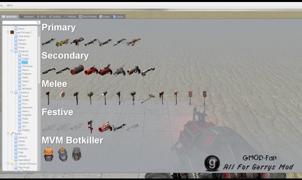 TF2 Cosmetics and Weapons Spawn Menu Folders and Icons