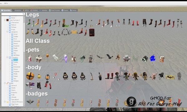 TF2 Cosmetics and Weapons Spawn Menu Folders and Icons